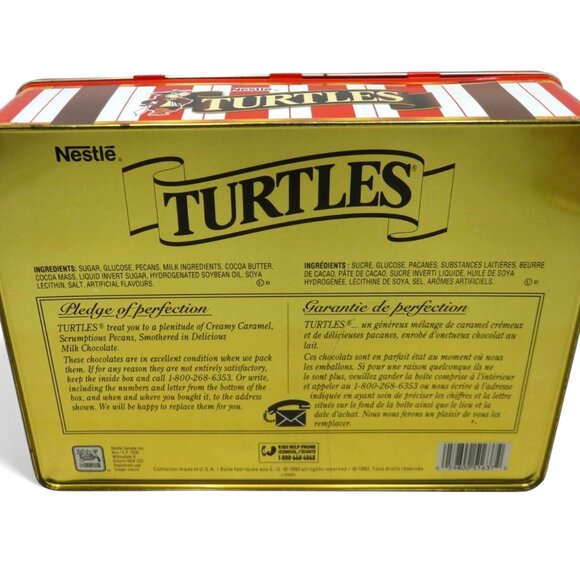 NESTLE Turtles Tin Box 600g Collectible Candy Container 90s Vintage - Picture 8 of 9